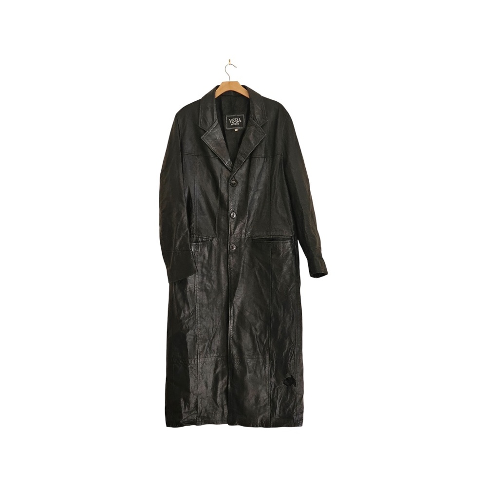 Vera Pelle Vintage Long Black Leather Coat – Men's - Picture 2 of 8